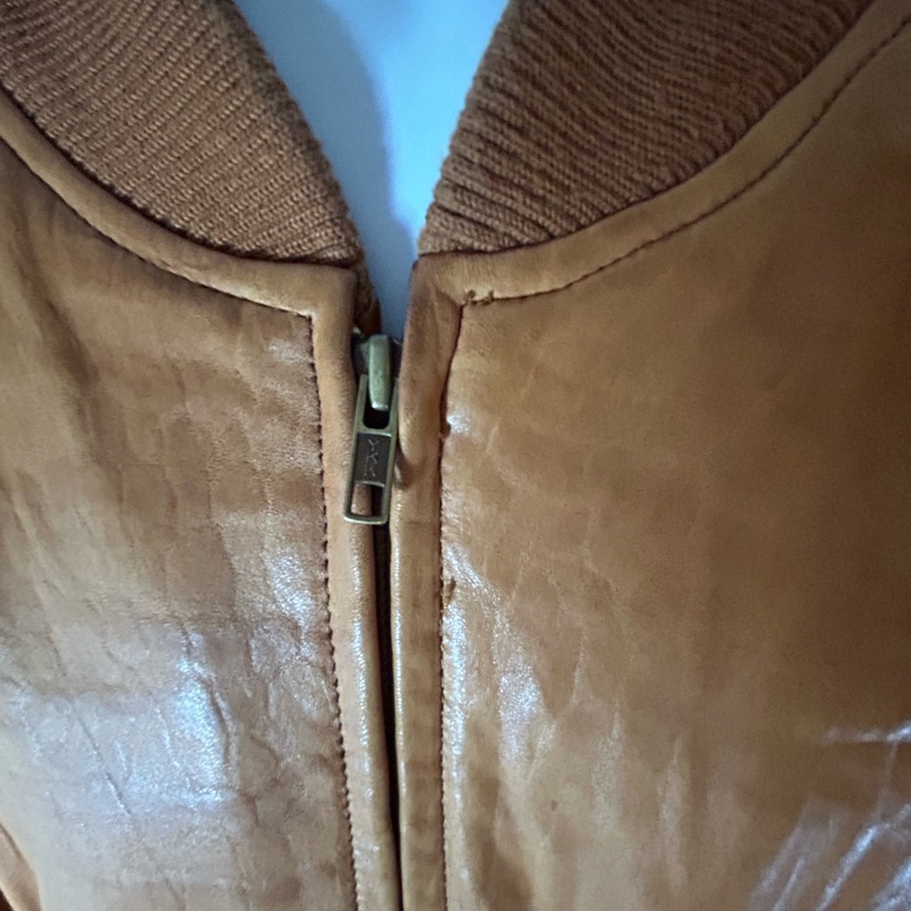 Grant men’s genuine, leather jacket, tan color - Picture 2 of 15